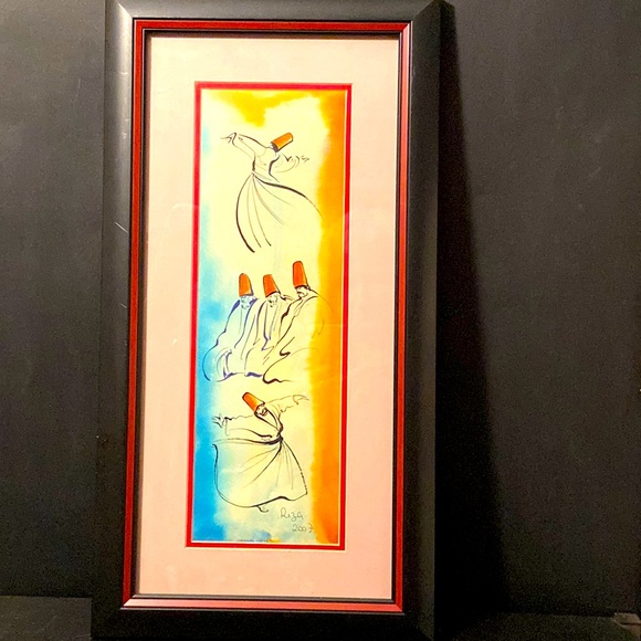 Sufi Whirling Turkish Derwish Dance Painting By Riza Dated 2007